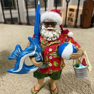 Kurt Adler Tropical Santa with Blue and Red Accents